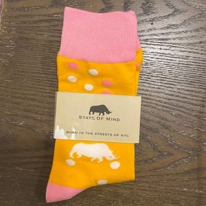 NEW State of Mind- pink/orange polka dot socks, unisex, one size